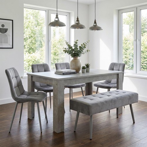 Wooden grey dining table - grey, set