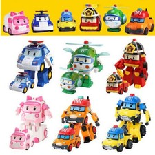 6Pcs Robocar Academy Poli Roy Amber Robots Mark Bucky Transformers Robot Car Toy