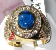 Mens sapphire gold ring - , cz
