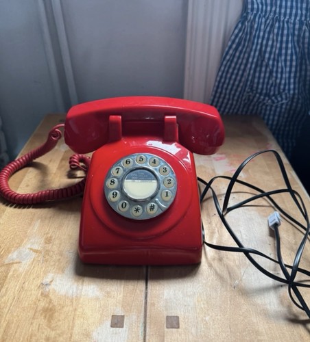 Retro telephone red landline - telephone,