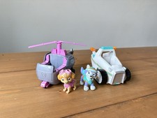 Paw Patrol Everest & Skye Figures With Snow Plow & Helicopter Dog Pup Kids Toy