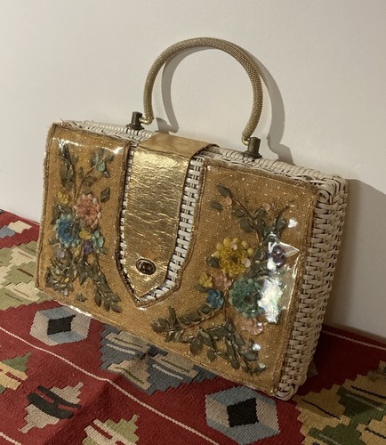 1950s 60s wicker - wicker, bag,