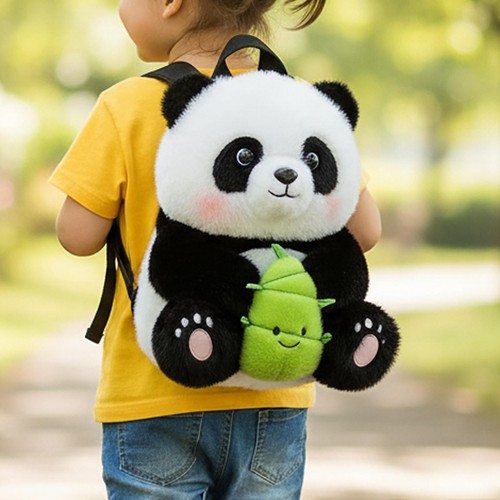 Plush panda backpack - backpack, girl