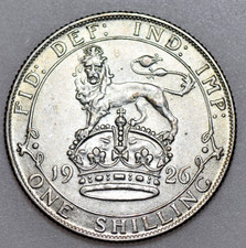 1926 ME GEORGE V, SHILLING, 3RD COINAGE MODIFIED EFFIGY, BRITISH SILVER COIN, EF