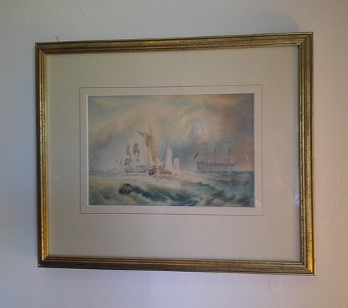 Antique nautical seascape - nautical,