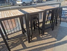 Bolero Square Steel And Acacia Bar Table 600mm
