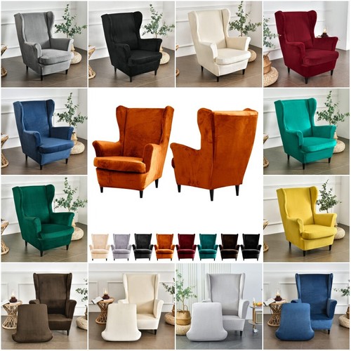 Velvet stretch wingback chair - velvet,