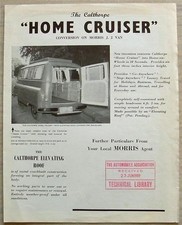 MORRIS J2 CALTHORPE HOME CRUISER MOTOR CARAVAN Sales Brochure c1959