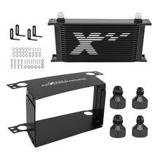 19 Row Engine Oil Cooler AN10 Universal Kit Transmission Black with Brackets