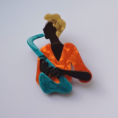 Lea stein brooch saxophone - stein,