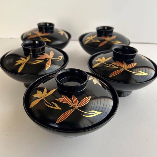 Japanese lacquer soup bowls - japanese,
