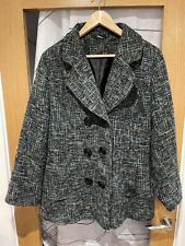 Bonmarche UK 18 Teal Blue Black Mottled Yarn Warm Winter Pea Coat Jacket
