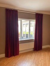 Stunning New Red Curtains like Shot Silk Type Fabric Fully Lined Cost £657