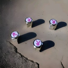 For Bunny Pink Playboy Valve Dust Caps x 4 Audi BMW Toyota Fiat Mercedes Vauxhal