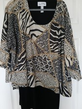Joseph RIBKOFF 2 LAYERED TOP Size 18 Patern Chains Multi Colour Good Cond
