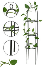 Garden Arch Obelisk For Plants Flowers Veg Large 1.9M Tall Green Metal Frame