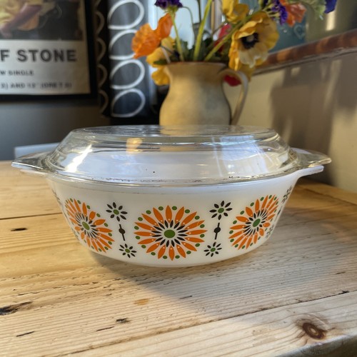 Vintage pyrex orange iris - vintage,