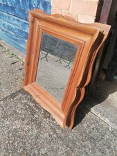 Unusual pine framed mirror - an,
