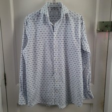 Eton Rare Race Cars Print Shirt Size 15.5 39 Poplin Cotton Contemporary 