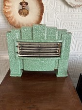 Fabulous Art Deco Revo Cast Iron Fire With Green Enamel 