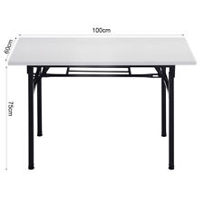 Folding Rectangle Study Desk Laptop Worktable Writing Station With Metal Shelves