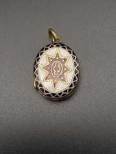 19th Century Enamel Gilt Locket Pendant Mourning Jewellery