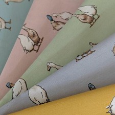 Shabby Ducks Design Cotton Rich Linen Fabric Curtaining & Upholstery 54" Wide