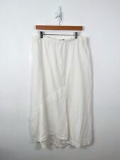 Shirin Guild Skirt L White Linen Lagenlook Long Midi Elastic Waist Asymmetric