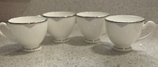 Waterford Chiffonier Footed Platinum Rim Tea Cup White Set/4 Cups No Saucers