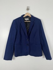 Hobbs Blazer Jacket Size Uk 14 Blue Tweed 100% Wool Tailored Preppy Formal