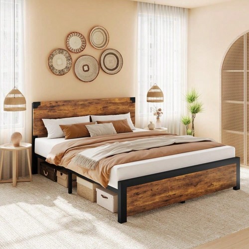 Metal platform bed frame with - metal,