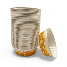 Vintage Rare 1970s Sweetheart Floral Yellow Orange Flower 40 Wax Paper Bowls