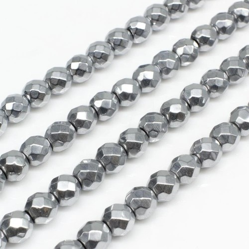Silver faceted metal spacer - silver,