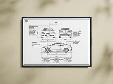 Inspired By Honda Integra Type R A4 Framed Blueprint Poster Car Wall Art Print