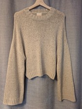 H&M Trend Size 10 Beige Crochet Knit Wide Sleeve Minimal autumn Winter C26