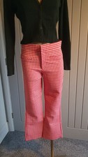Zara Women's Red Gingham High Rise Wide-Leg Trousers Size S