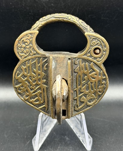 Antique brass padlock key - brass,