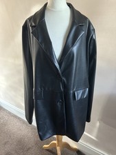 PLT Long Black Faux Leather Jacket size 16 lightweight