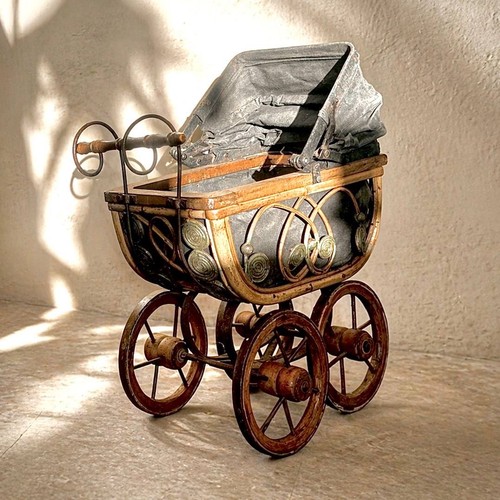 Antique victorian doll pram - doll,