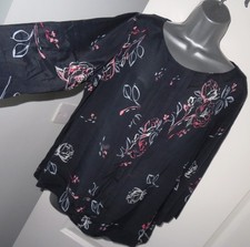 ✿Ladies LAURA ASHLEY navy mix floral print top blouse  size 14✿