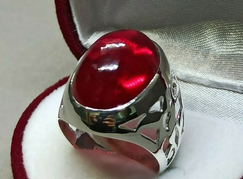 Cabochon deep red ruby mens - ruby,