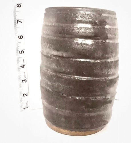 Art pottery cylinder vase - pottery, 8”