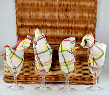 VINTAGE WICKER PICNIC WINE DRINKS HAMPER BASKET with BOTTLE FLASKS AND CORKSCREW