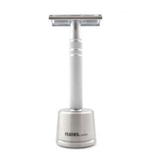 Feather AS-D2S Stainless Steel Double-Edge Razor with Stand - Made in JAPAN