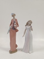 NAO by Lladro Figurines Bundle - Lady with Cat and Girl with Flower - PRE-OWNED