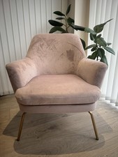 Habitat Velvet Armchair Pale