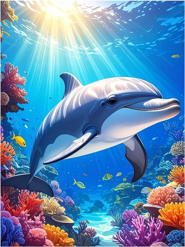 Tile mural dolphin underwater - dolphin,