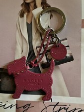 Radley Large Sized Pink Leather Dog Tag / Bag Charm / Key Ring
