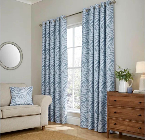 Blue white leaf pattern - white,