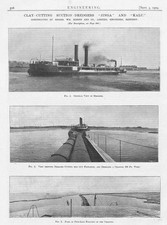 1909 2x Antique Engineering Prints - Clay Cutting Suction Dredgers, Jinga & Kalu